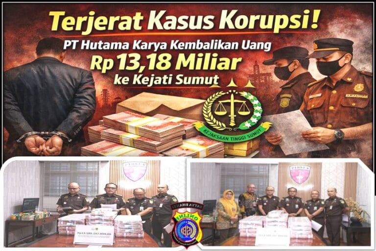 Terjerat Kasus Korupsi, PT Hutama Karya (Persero) Kembalikan Uang Rp 13,18 Miliar ke Kejati Sumut