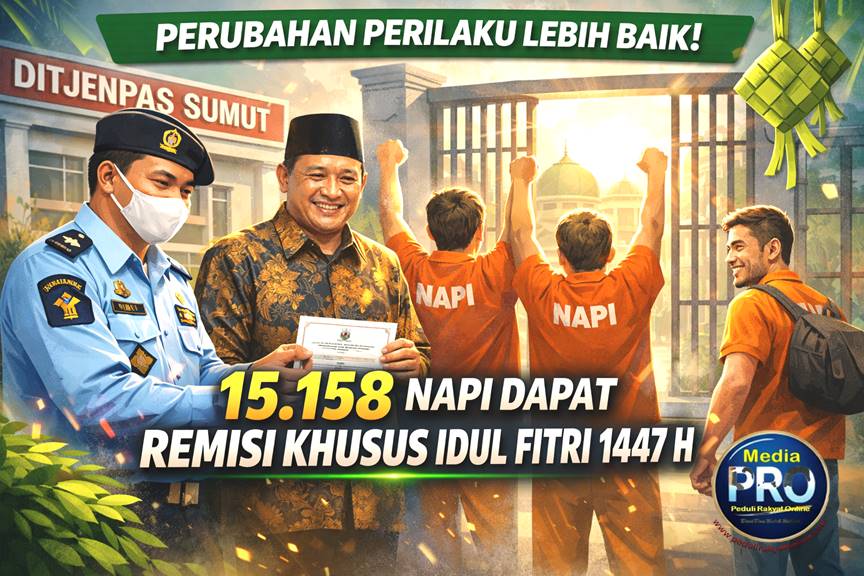 Tunjukkan Perubahan Perilaku Ke Arah Yang Lebih Baik, 15.158 Napi Dapat Remisi Khusus Idul Fitri 1447 H Melalui Ditjenpas Sumut