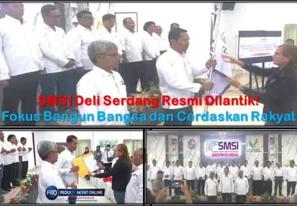 Dengan menyerahkan bendera pataka ,Ketua SMSI Sumut (Erris Julietta Napitupulu) resmi mengukuhkan dan melantik kepengurusan SMSI Deli Serdang periode 2026–2029