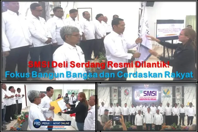 Dengan menyerahkan bendera pataka ,Ketua SMSI Sumut (Erris Julietta Napitupulu) resmi mengukuhkan dan melantik kepengurusan SMSI Deli Serdang periode 2026–2029