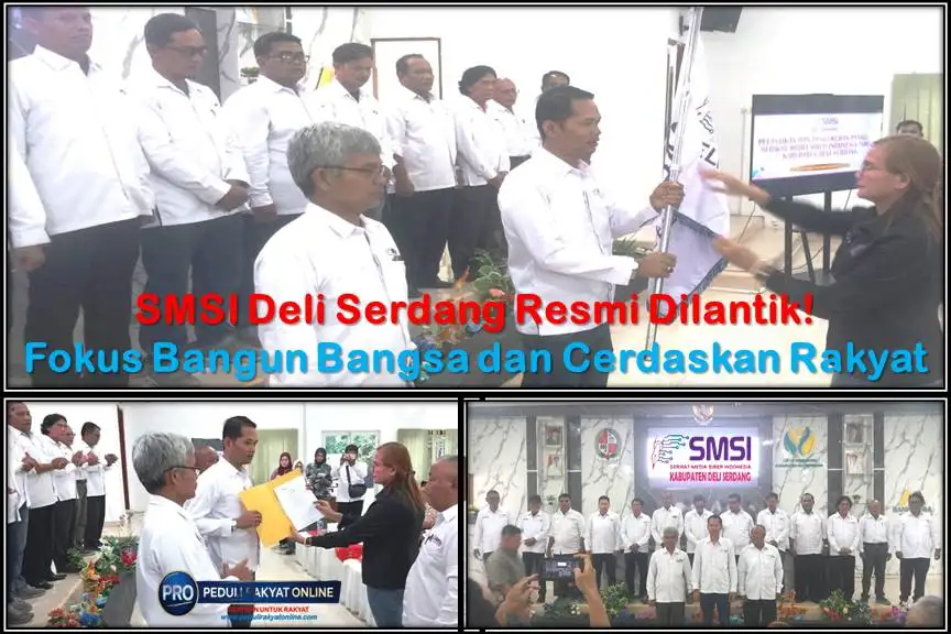 Dengan menyerahkan bendera pataka ,Ketua SMSI Sumut (Erris Julietta Napitupulu) resmi mengukuhkan dan melantik kepengurusan SMSI Deli Serdang periode 2026–2029