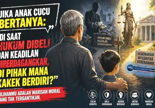 Jika Anak cucu bertanya Di saat hukum dibeli dan keadilan diperdagangkan, di pihak mana kakek berdiri