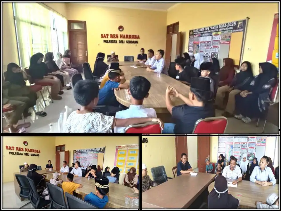 Kamis (02042026) di Aula Sat Narkoba Polresta Deli Serdang, melalui kegiatan bakti sosial, sekira 25 anak yatim piatu menerima santunan dan dukungan moril.