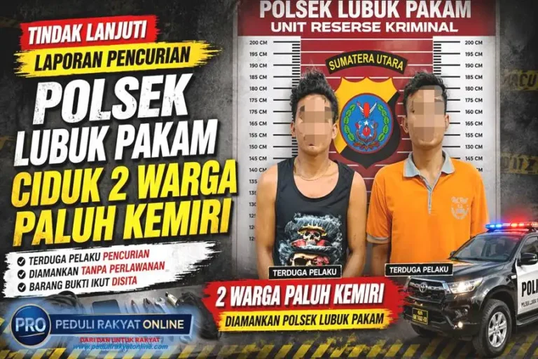 Menindaklanjuti Laporan Pencurian, Polsek Lubuk Pakam Ciduk 2 Warga Paluh Kemiri
