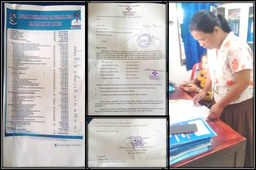 Surat konfirmasi dan klarifikasi tertanggal 21 April 2025 yang diterima salah seorang pihak Kantor Desa Pasar Melintang,