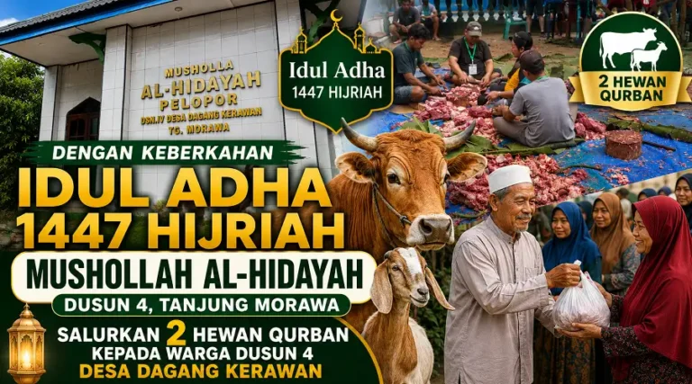 Dengan Keberkahan Idul Adha 1447 Hijriah, Mushollah Al-Hidayah Dusun 4, Salurkan 2 Hewan Qurban