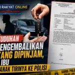 Dengan Tuduhan Tidak Mengembalikan Mobil Yang Dipinjam, Seorang Ibu Laporkan Anak Tirinya ke Polisi