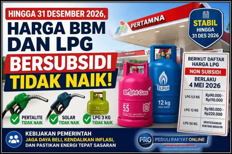Hingga 31 Desember 2026, Harga BBM dan LPG Bersubsi Tidak Naik,