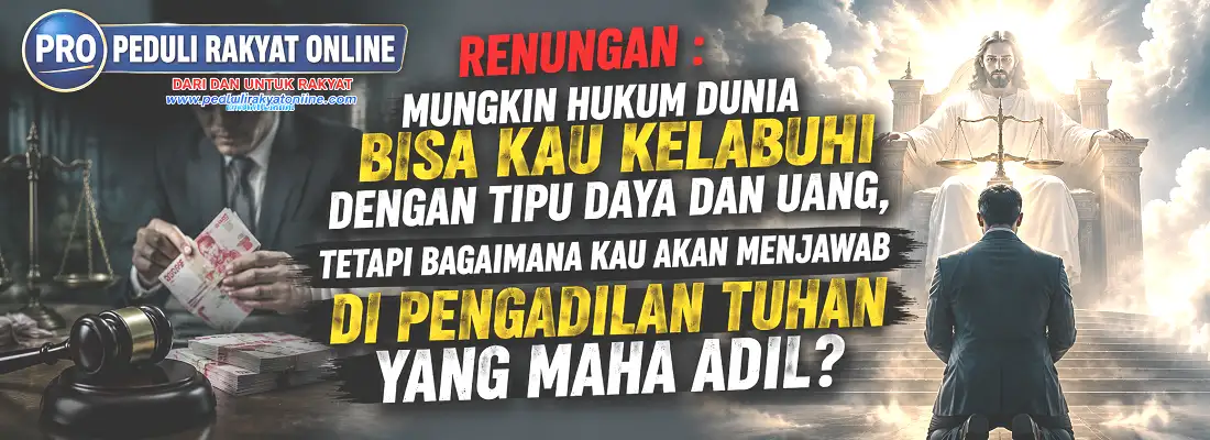 Mungkin hukum dunia bisa kau kelabuhi dengan tipu daya dan uang, tetapi bagaimana kau akan menjawab di pengadilan Tuhan yang Maha Adil