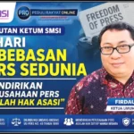 Sambutan Ketum SMSI, firdaus di Hari Kebebasan Pers Sedunia Mendirikan Perusahaan Pers Adalah Hak Asasi